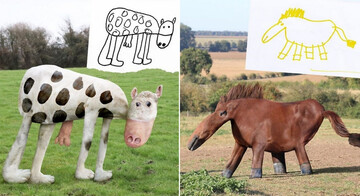 Тато-художник відтворив тварин з малюнків своїх дітей: 10 смішних і одночасно моторошних фото