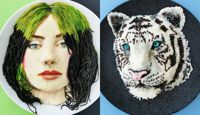 Девушка готовит блюда в виде портретов звезд и животных, и такие шедевры жалко есть