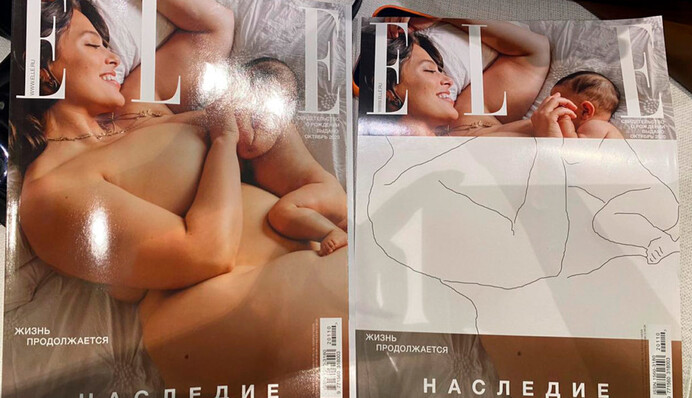 Обнаженная Эшли Грэм украсила обложку Elle в России, но фото пришлось закрыть, иначе ай-яй-яй