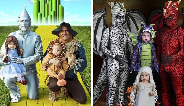 Папи близнюків створюють яскраві костюми на Хеллоуїн за мотивами улюблених фільмів - ось найкраще вбрання креативної сім'ї