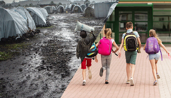 Фотограф створює колажі, показуючи життя дітей в мирний час та реаліях війни