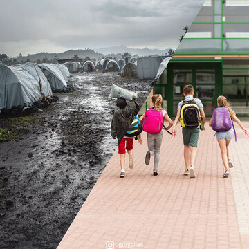 Фотограф створює колажі, показуючи життя дітей в мирний час та реаліях війни