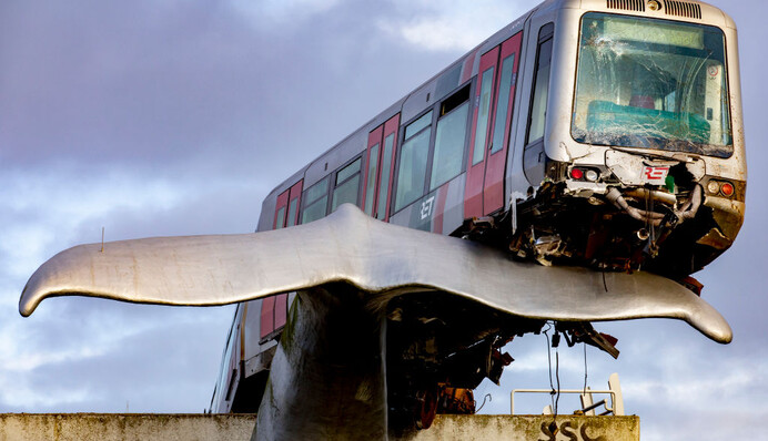 Більше ніж фото: скульптура кита врятувала поїзд метро від падіння в річку