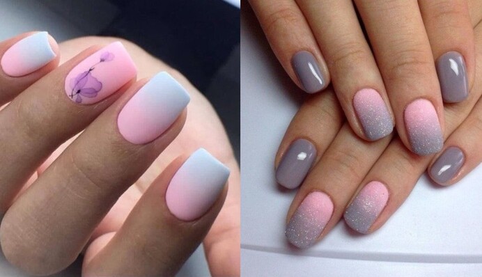Микс цветов на серый ноябрь: 10 идей оригинального маникюра с градиентом