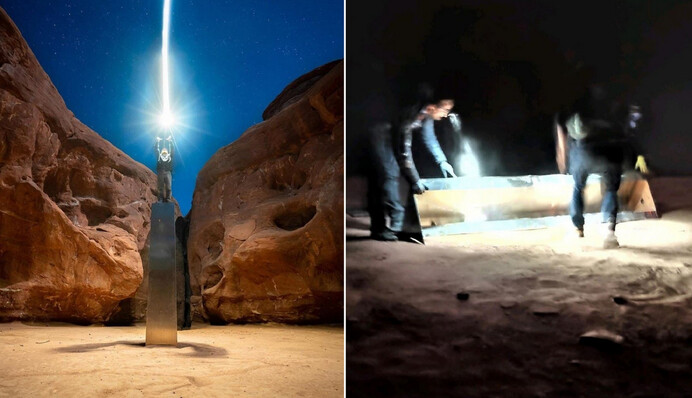 В сети появилось видео с людьми, которые демонтировали загадочный монолит в США, но вопросов меньше не стало