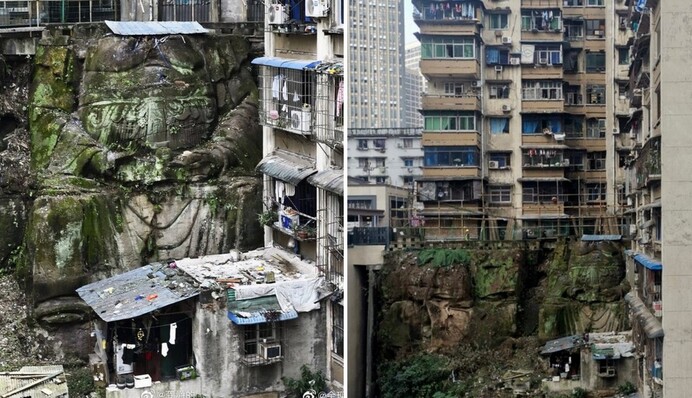 Сміття та зарості біля житлового будинку в Китаї приховували 9-метрову статую Будди - кажуть, їй близько тисячі років