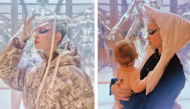 Співачка Граймс приміряла речі українського бренду: здається, там в кадрі й маленький Маск