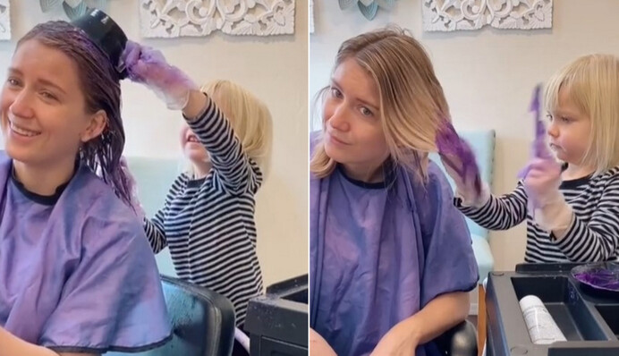 Мама рискнула и доверила 3-летней дочери покраску волос. Что получилось? Потрясное видео и 12 млн просмотров