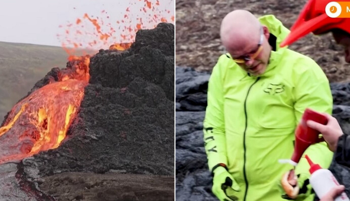 Мир наблюдает за извержением вулкана в Исландии, а местные ученые уже пожарили на нем сосиски: видео