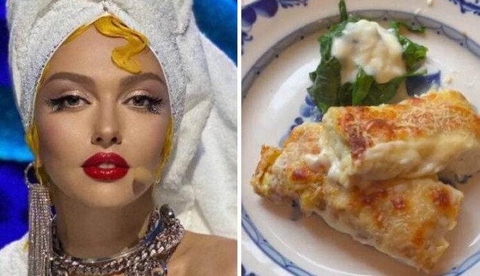 Оля Полякова поділилася рецептом свого улюбленого блюда - млинців зі шпинатом під соусом бешамель