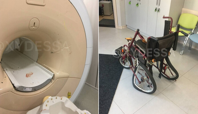 Одесит в інвалідному візку не послухався медиків і поспішив до кабінету МРТ - фото наслідків нагадують бойовик