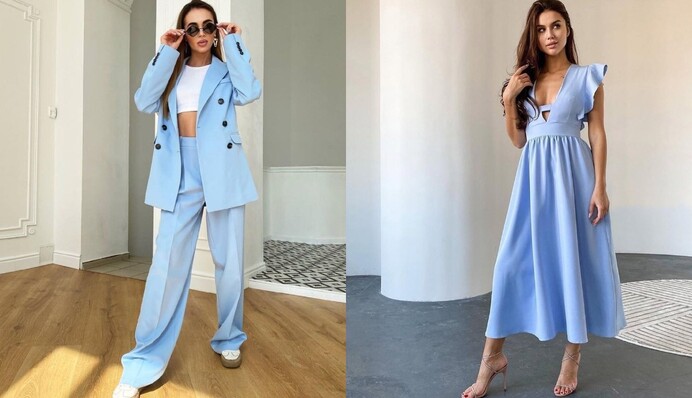 Блакитний колір у трендах літа: ось 8 стильних образів для офісу та на прогулянку
