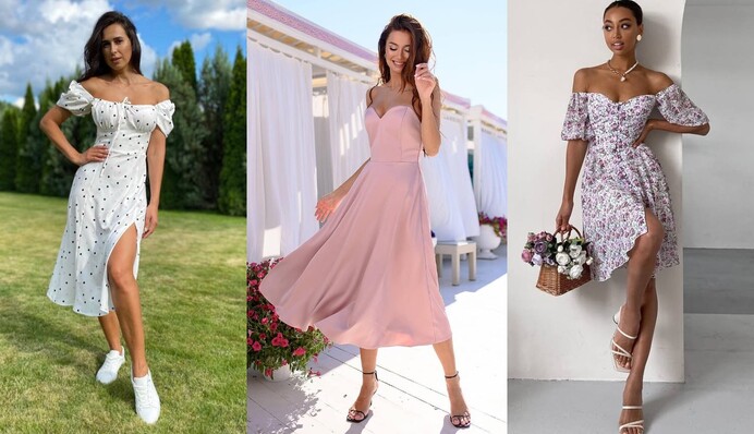7 стильних суконь з відкритими плечима: як і з чим носити трендову модель літа