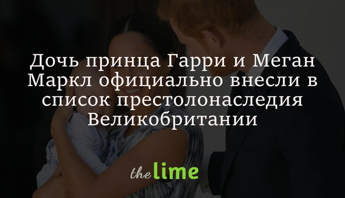 Дочку принца Гаррі і Меган Маркл офіційно внесли до списку престолонаслідування Великобританії