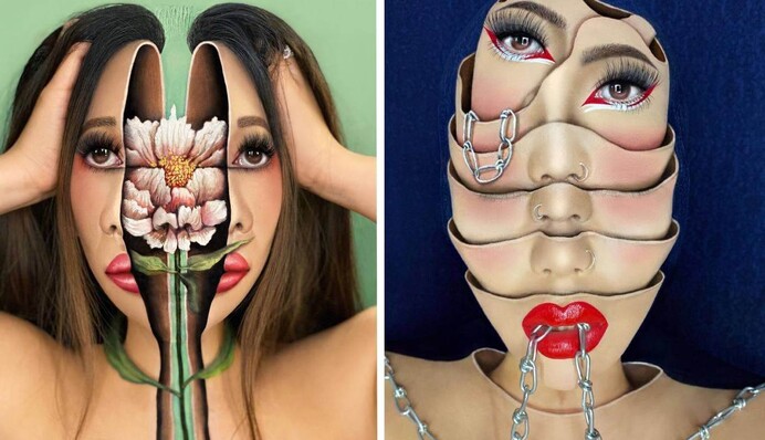 Художниця малює на обличчі неймовірні оптичні ілюзії - її роботи вражають