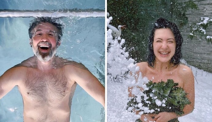 Сергій Бабкін із дружиною відсвяткували Водохреще оголеними у снігу