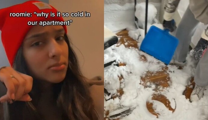 Студентка открыла в общежитии окно, и ее комнату полностью завалило снегом – такого не ожидал никто