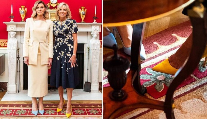 Елена Зеленская и Джилл Байден в США надели туфли цветов флага Украины: фото