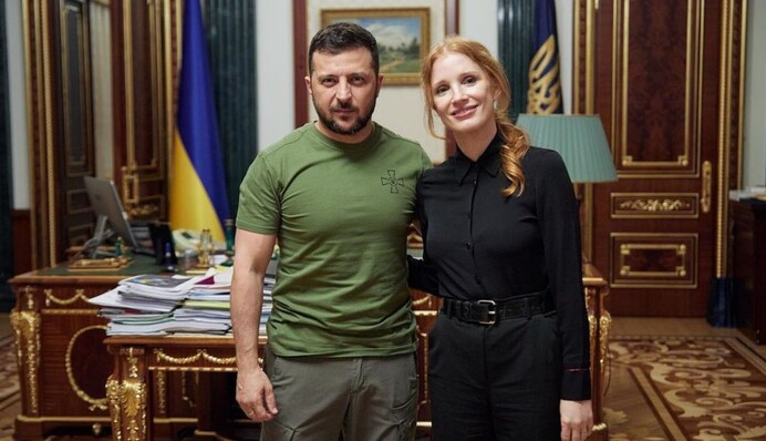 Для нас такие визиты очень ценны: Зеленский прокомментировал приезд актрисы Джессики Честейн в Украину