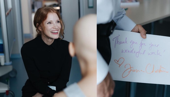 С подарками и улыбкой. Как Джессика Честейн в Киеве посетила детей в больнице 