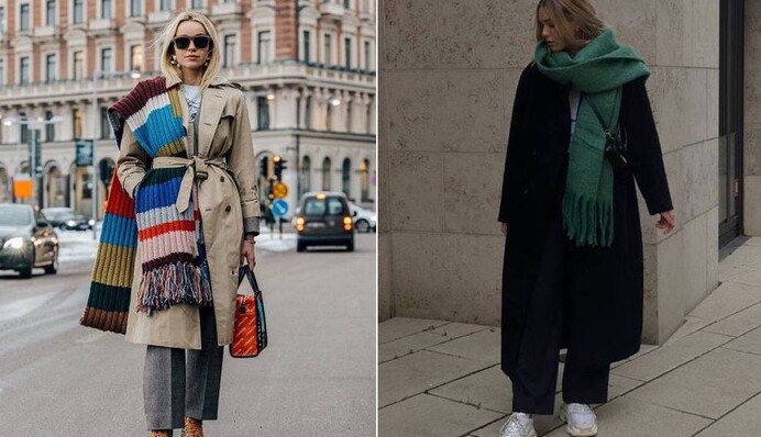 Как красиво носить шарф с пальто: 12 модных идей на прохладную осень
