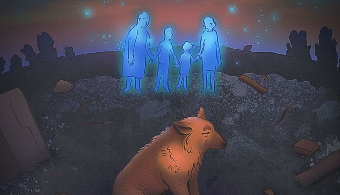 Художница поделилась щемящим рисунком собаки по имени Крым, семью и дом которого уничтожила Россия