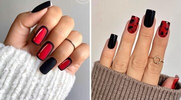 Топ-6 идей модного красно-черного маникюра на короткие и длинные ногти