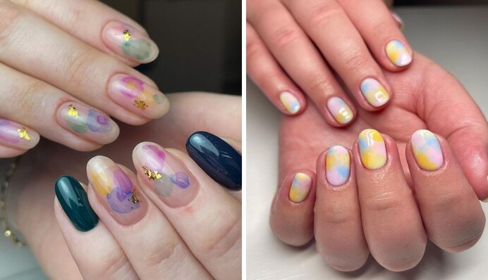 Як виглядає ніжний манікюр з ефектом акварелі: фото модного дизайну