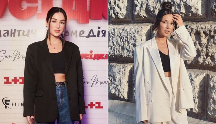 Злата Огнєвіч у широких джинсах і піджаку показала найпопулярніший модний образ року: фото