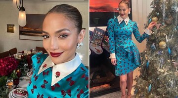 Дженніфер Лопес під ялинкою показала святковий образ у головних кольорах 2023 року: фото