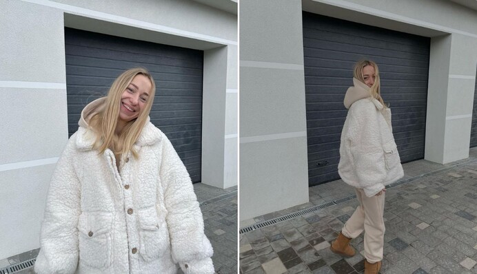 Екатерина Репяхова показала уютный образ в модной куртке тедди: фото