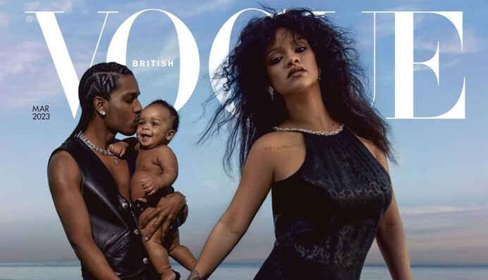 Вагітна Ріанна з ASAP Rocky і їхнім сином знялась для обкладинки британського Vogue