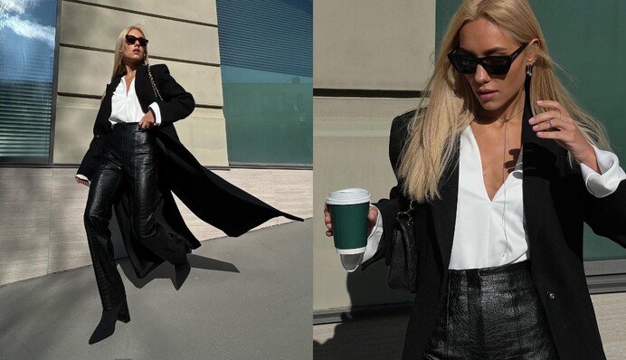 Шкіряні штани та довге пальто: Даша Квіткова показала головні тренди весни-2023