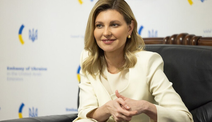 Елена Зеленская в элегантном костюме цвета слоновой кости встретилась с шейхом ОАЭ: фото