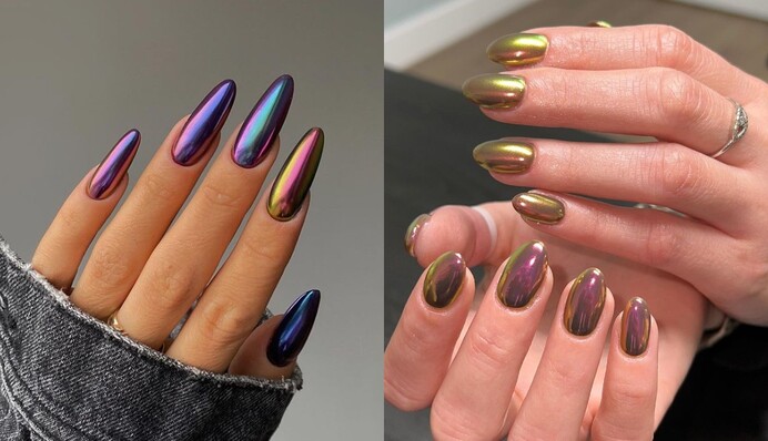 Хамелеоновый маникюр роскошно и загадочно смотрится на ногтях: как его сделать