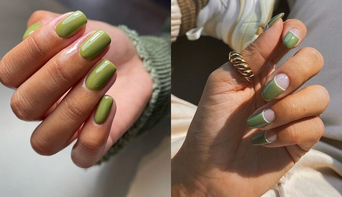 Оливковые ногти – свежий весенний тренд: 8 идей модного маникюра