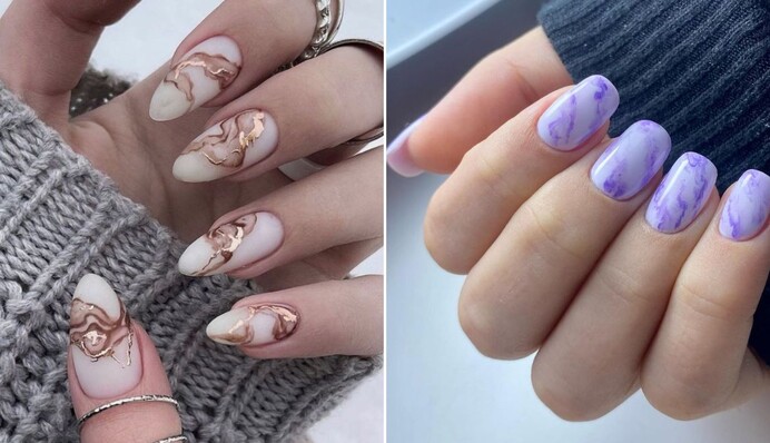 Мраморный маникюр снова в трендах: как выглядит популярный дизайн