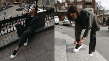 Как носить брючный костюм с кроссовками: Анна Богдан показала тренд 2023 года