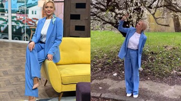 Лилия Ребрик показала, как носить брючный костюм этой весной: два модных варианта