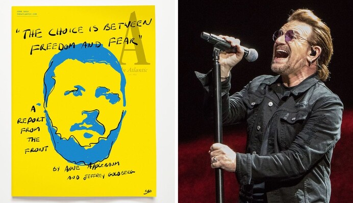 Соліст U2 Боно намалював портрет Володимира Зеленського для обкладинки журналу The Atlantic: фото