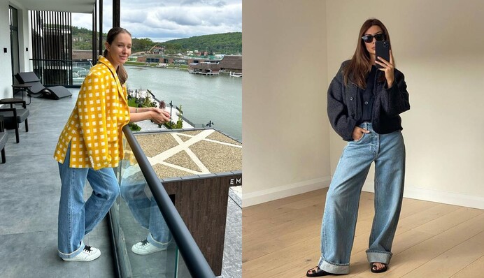 Катя Осадчая показала модный способ носить широкие джинсы весной 2023 года: фото