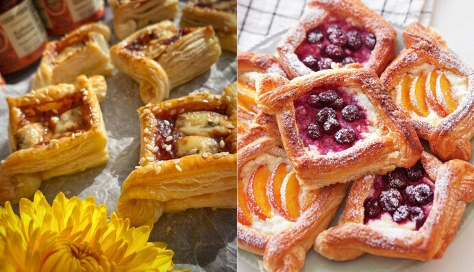 Простая сладкая выпечка: как приготовить слоеные булочки с вишнями и заварным кремом