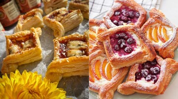 Простая сладкая выпечка: как приготовить слоеные булочки с вишнями и заварным кремом