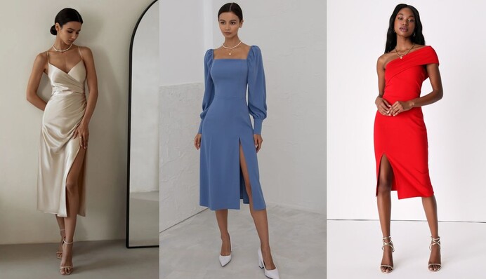 Вечірня сукня з розрізом – класичний варіант на випускний: фото модних фасонів