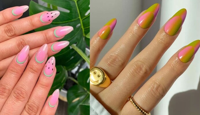 Арбузный маникюр стал трендом лета: яркие дизайны, которые можно повторить