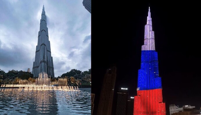 Позор: украинцы отреагировали на появление Бурдж Халифа в цветах флага РФ