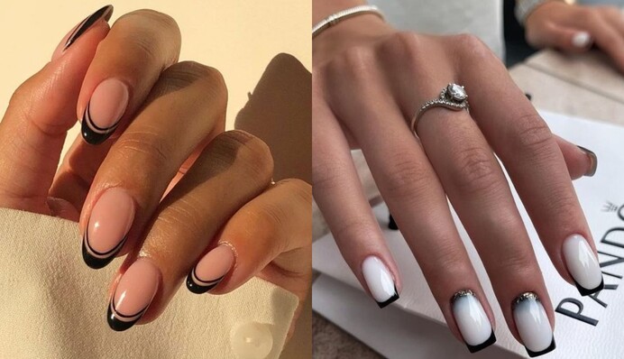 Черный френч – большой тренд 2023 года: фото стильных вариантов классического маникюра