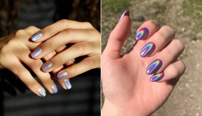 Блискучий голографічний манікюр набирає популярність: добірка модних нігтів