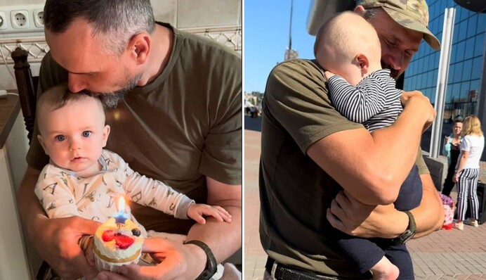 Олег Сенцов після контузії на фронті відзначив день народження з маленьким сином: фото