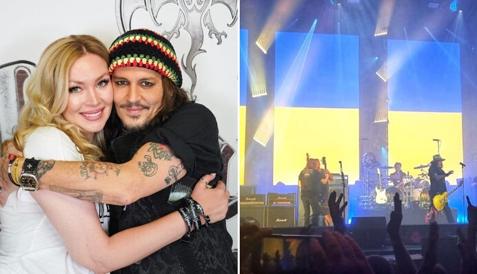 Джонні Депп обіймався з українкою і виступив на фоні синьо-жовтого прапора у Німеччині